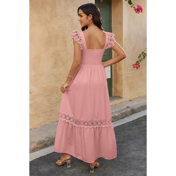 Supreme Fashion Midi Dress Sleeveless Womens S Pink Flutter Sleeve Elegant NWT - Picture 13 of 16